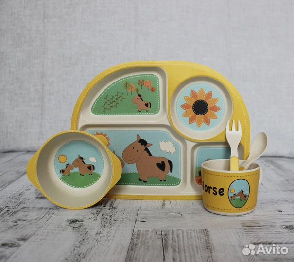 Детская посуда из бамбука (бамбуковое волокно)