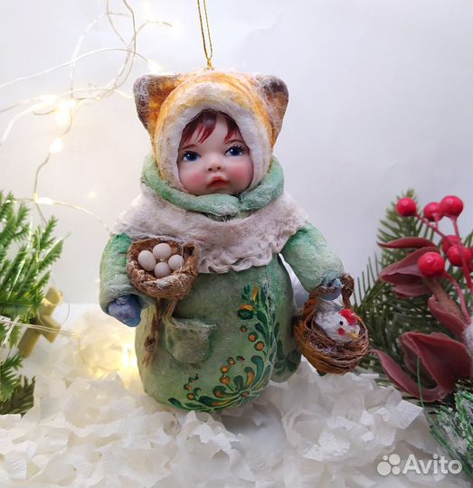 Ватные елочные игрушки авторские