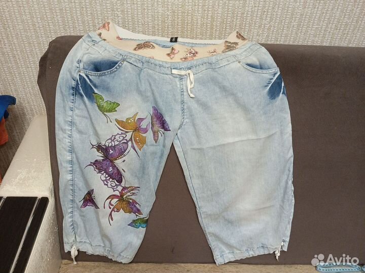 Бриджи,мягкий джинс,52