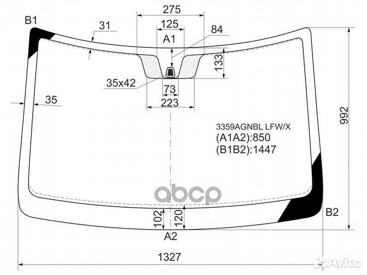 Стекло лобовое fiat panda 03-12 3359agnbl LFW/X