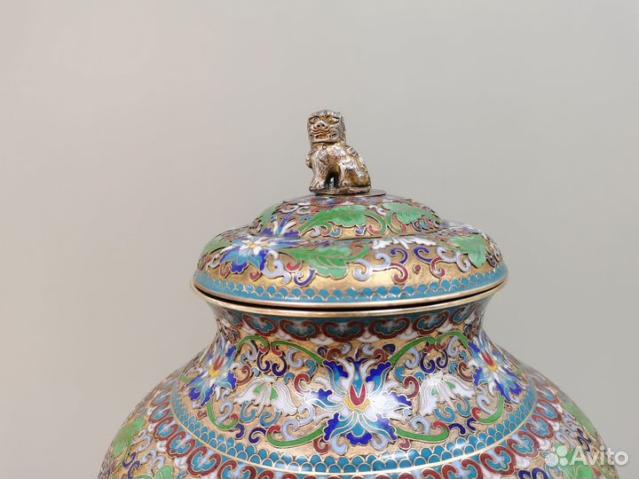 Ваза Китай 1950 год клуазоне перегородчатая эмаль