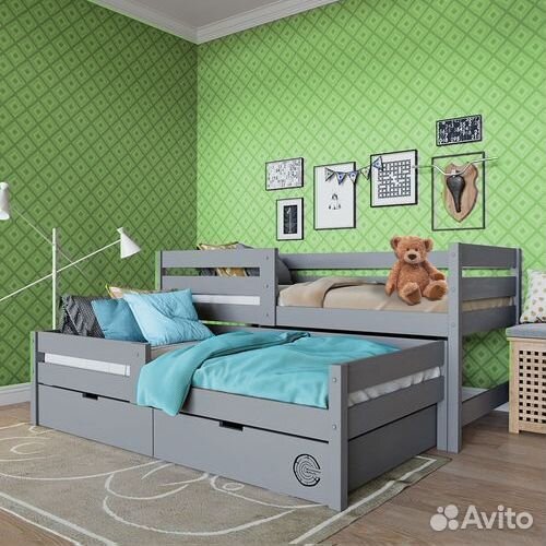 Кроватка выдвижная матрешка от 2х лет из натуральн