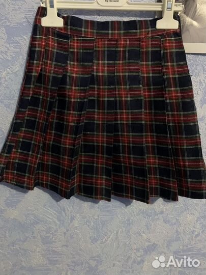 Сарафан школьный в клетку синий, юбка в клетку