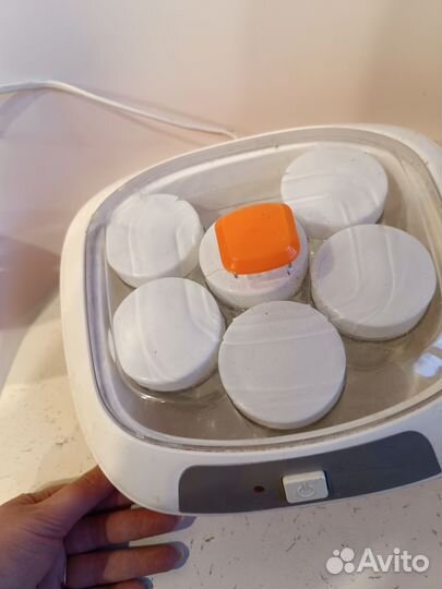 Йогуртница Kitfort кт-2020, оранжевый, белый