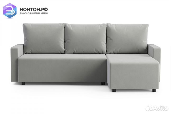 Диван угловой еврокнижка Мидгард серый