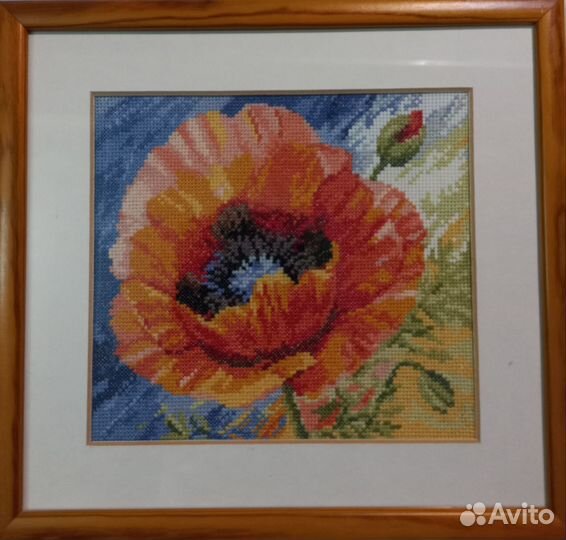 Мак. Вышивка крестом