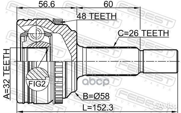 Шрус наружный 32X56X26 0110-ZRE142A48 Febest