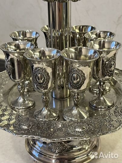 Набор мельхиор рюмки подставка (фруктовница)