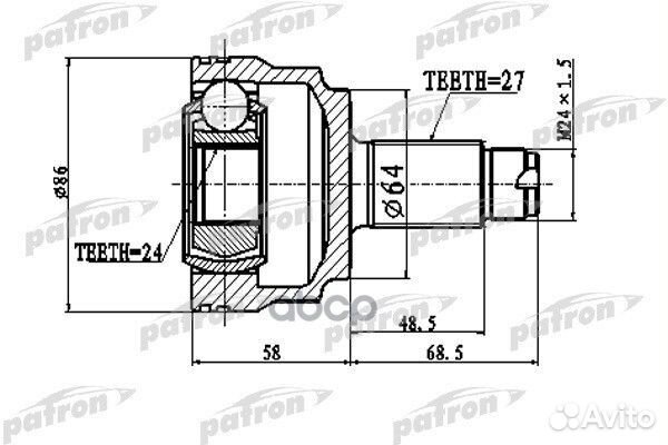 ШРУС (без кольца ABS ) наружный 27x64x24 BM