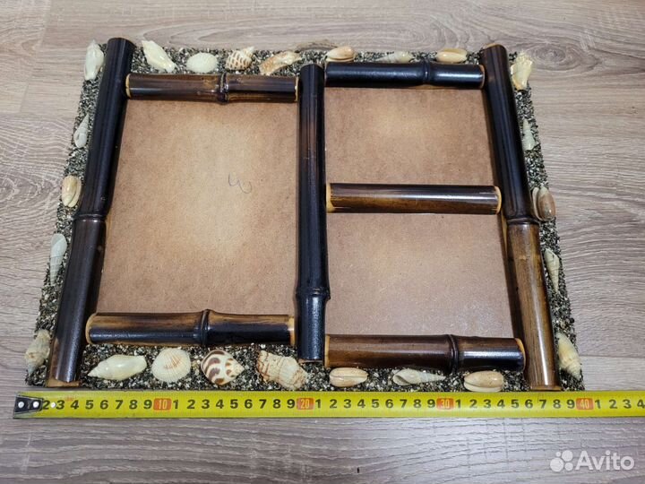 Фоторамка на три фото с ракушками