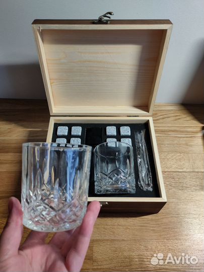 Набор для напитков стекло бокс из дерева