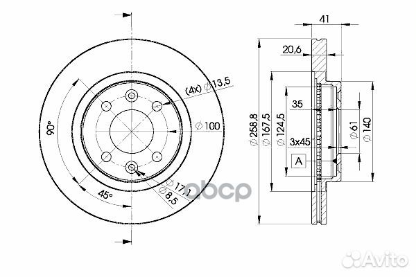 Диск торм. пер. вент. Logan Sandero Megane I