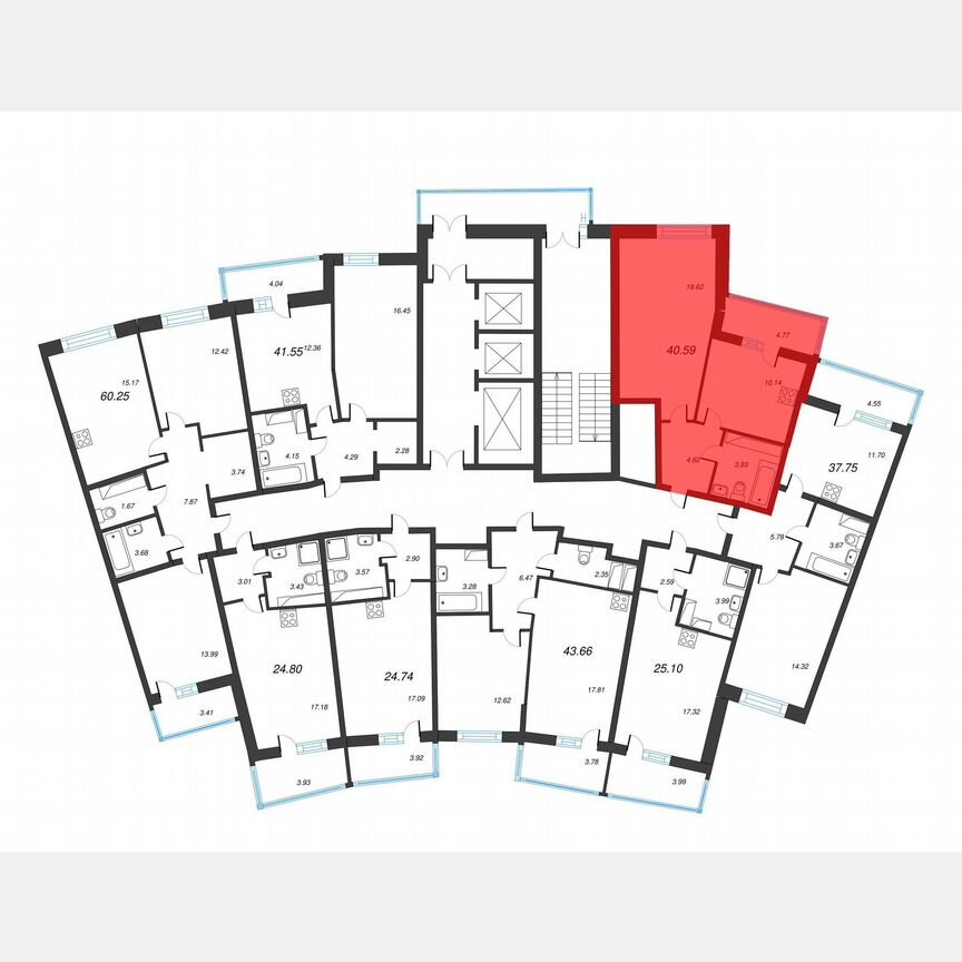 1-к. квартира, 43 м², 22/22 эт.