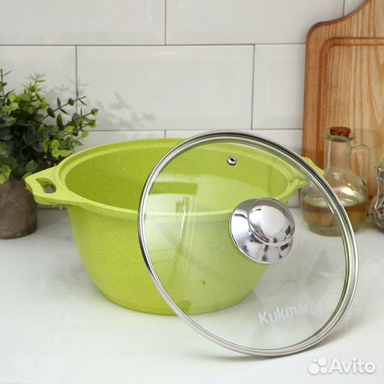 Кастрюля Trendy style, 3 л, стеклянная крышка, ант