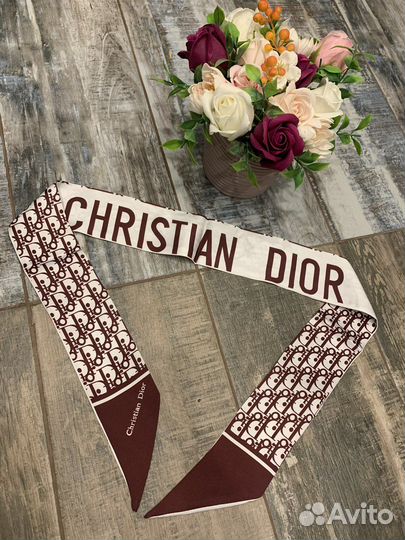 Шелковая лента твилли twilly Dior бордовая