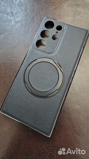 Нат кож магнитный чехол-подставка SamsungS23 U