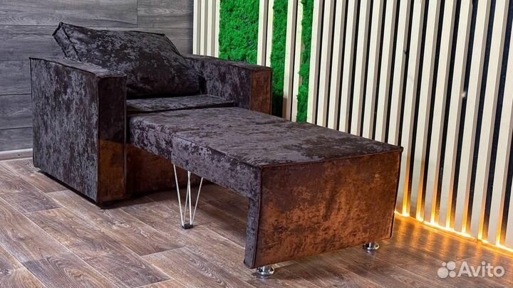 Кресло-кровать Лофт, коричневый велюр own/70 см