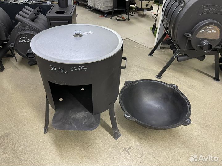 Казан на 30 литров печь буржуйка