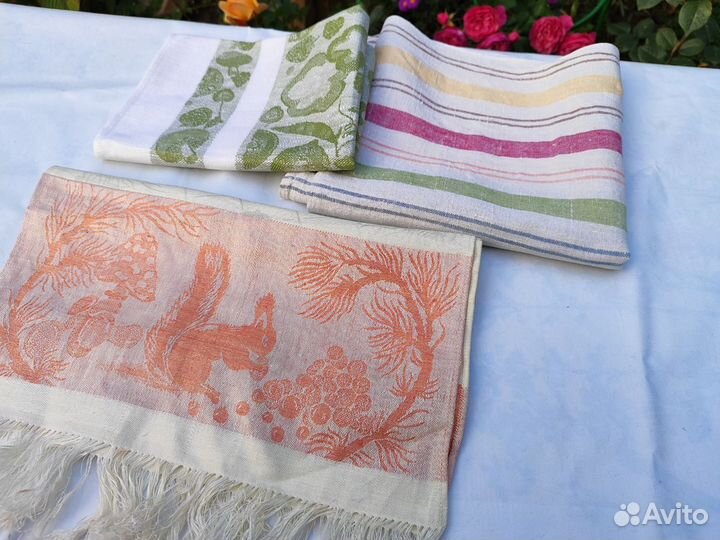 Полотенца кухонные льняные СССР, винтаж