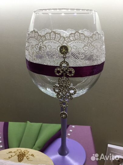 2 свадебных фужера,торжество, чешские стразы