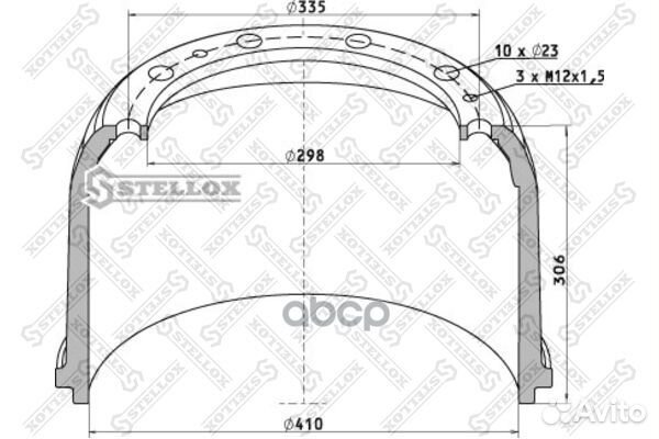 85-00032-SX торм.барабан задн.410x220/238 H30