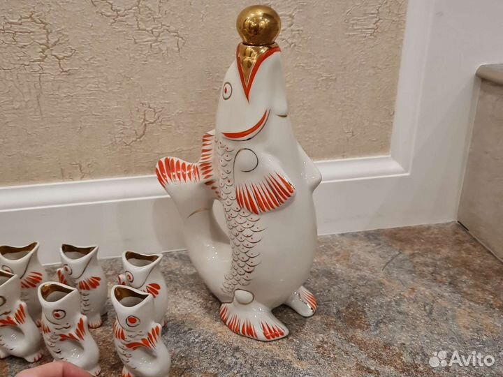 Графин Штоф Рыбки с рюмками СССР