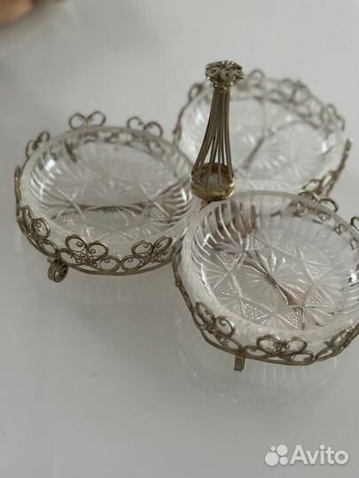 Хрустальная менажница СССР винтаж
