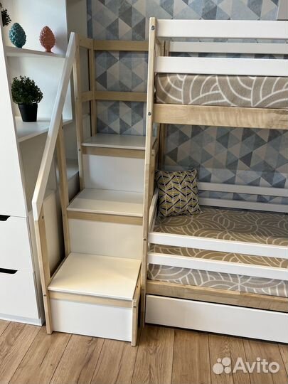 Кровать двухъярусная детская Эко-Сканди (массив)