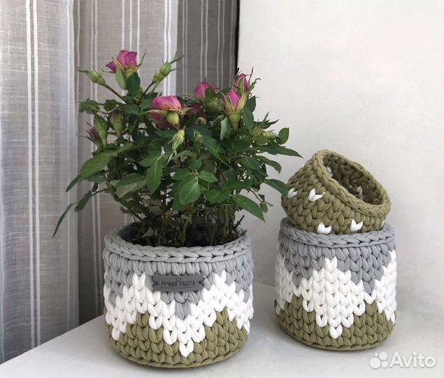 Набор корзин из трикотажной пряжи