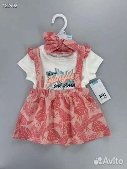 Комплект для девочки футболка и сарафан платье 74