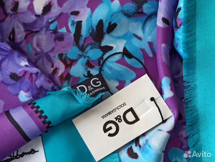 Платок Шелковый Dolce Gabbana бирюзовый новый
