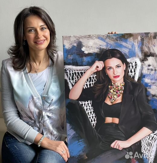 Портрет по фото на холсте