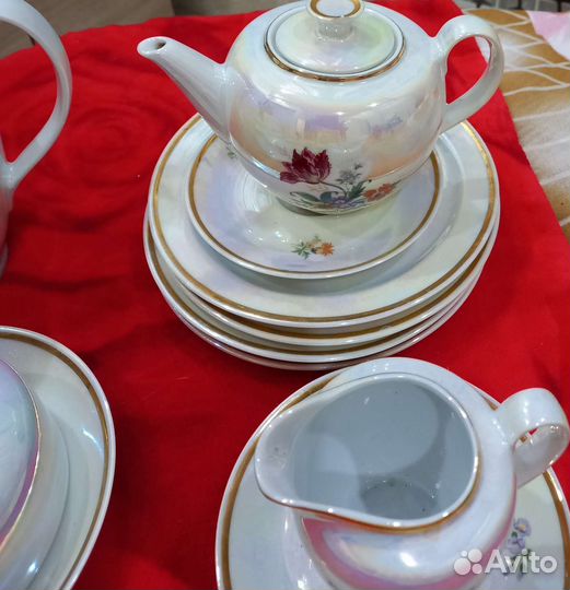 Перламутровый сервиз ГДР времен СССР кофе чай