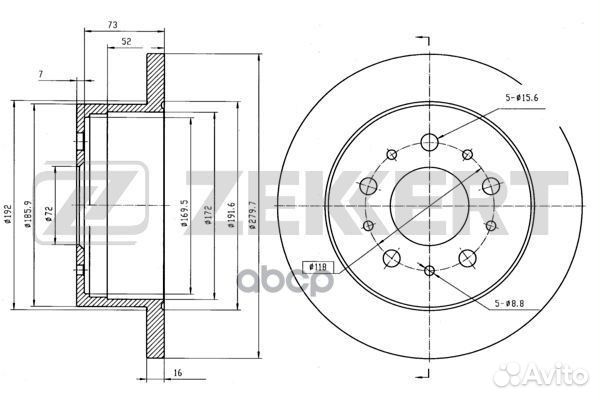 Диск торм. зад. Citroen Jumper (250) 06- Fiat