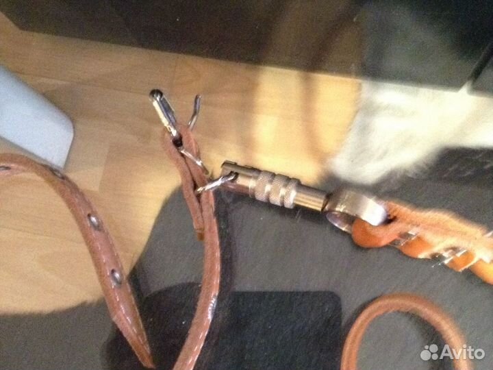 Ошейник,поводок (кожа) 110см