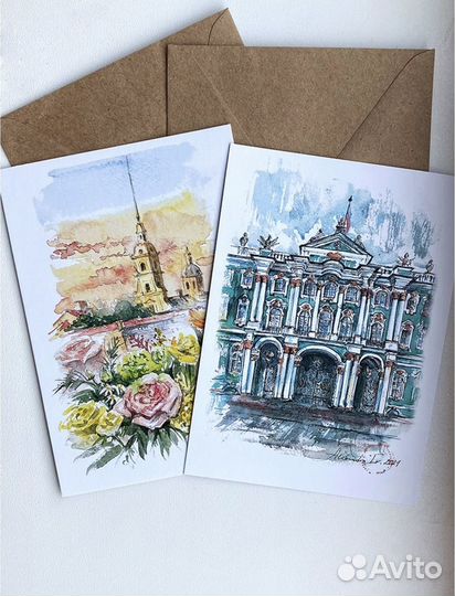 Открытки акварельные с цветам 