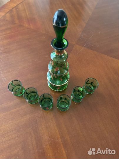 Графин с рюмками Богемское стекло