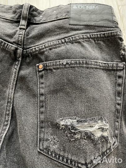 H&M Шорты джинс с порезами черно-серые EUR 40 M