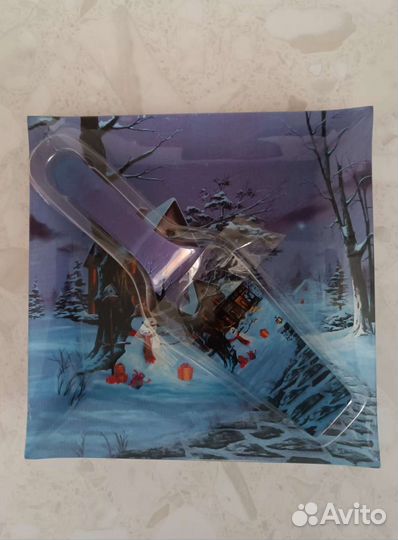 Новое стеклянное блюдо для десертов с лопаткой