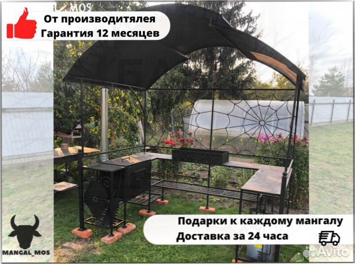 Беседка с мангалом и печью