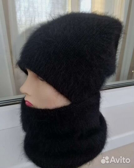 Шапка женская вязаная из пуха норки