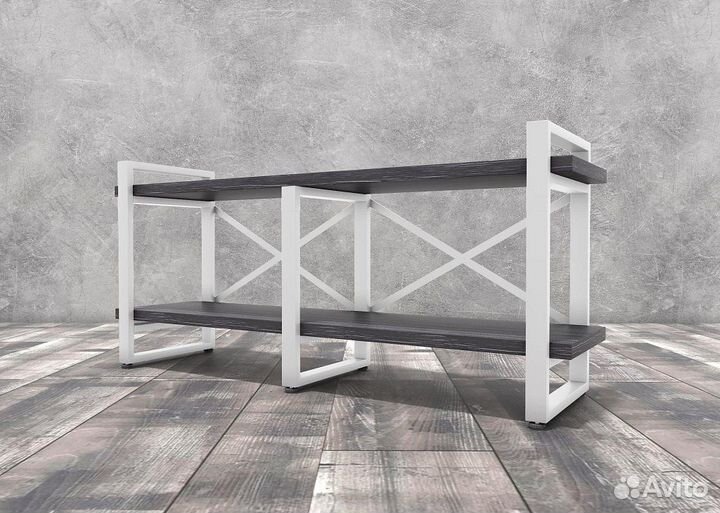 Тумба под тв Айсберг Лофт 120 белый/северное дерев