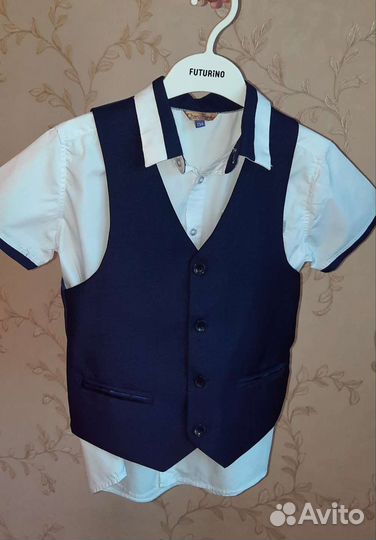 Школьный костюм для мальчика 134 синий+2 пары брюк