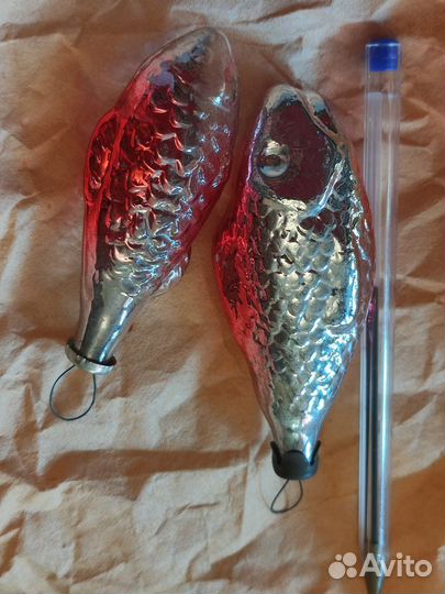 Игрушки елочные СССР рыбы редкие