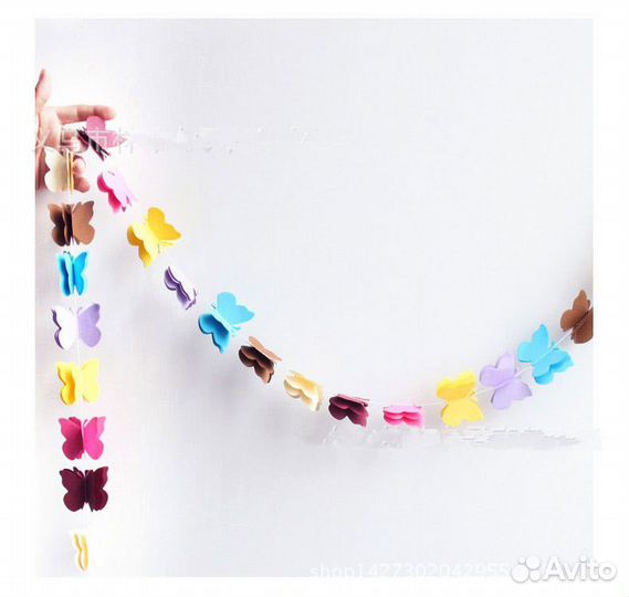 Гирлянда цветы, сердечки, бабочки, звездочки