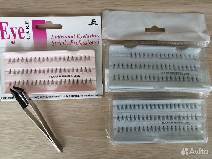 Накладные ресницы пучки и пинцет (для ресниц)