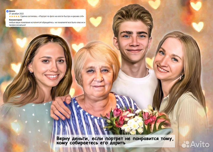 Портрет по фото на холсте подарок Новокузнецк