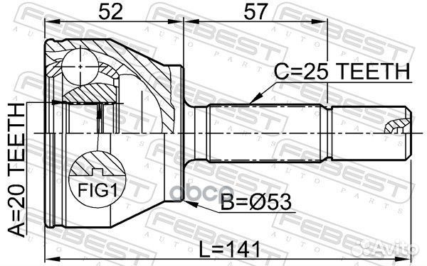 ШРУС наружный к-кт 20X53X25 Mazda Demio 02-05