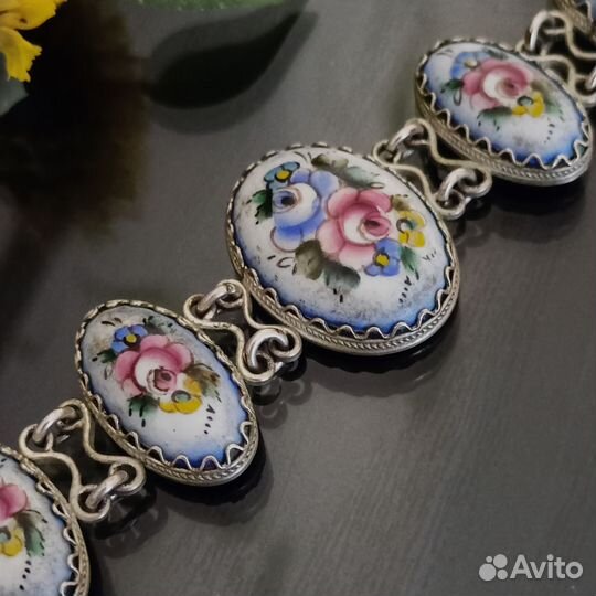 Брошь, браслет финифть