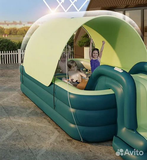 Надувной бассейн с горкой